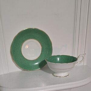 Antique Coalport green Mottled Speckled Green Artist Signed 1920